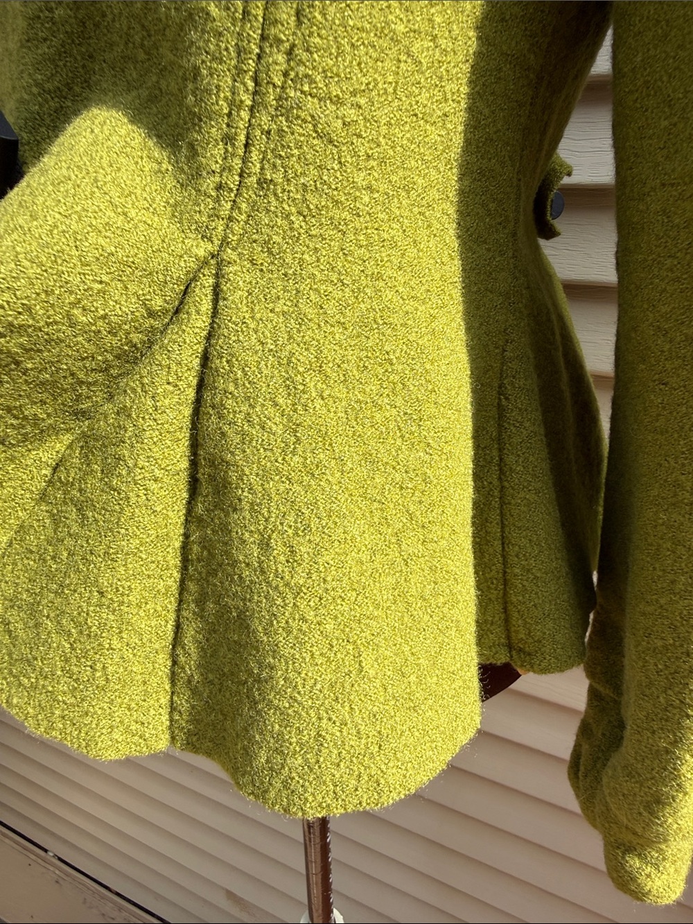 Eva Tralala Paris chartreuse 100% boiled wool toggle French style jacket Size S - Picture 3 of 14